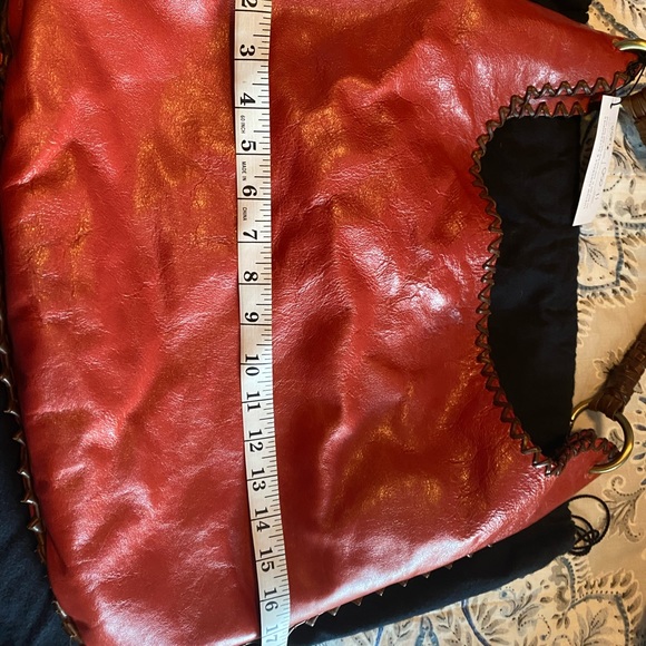 Custom made Anthony Luciano leather red brown hobo bag purse tassels - Picture 3 of 13